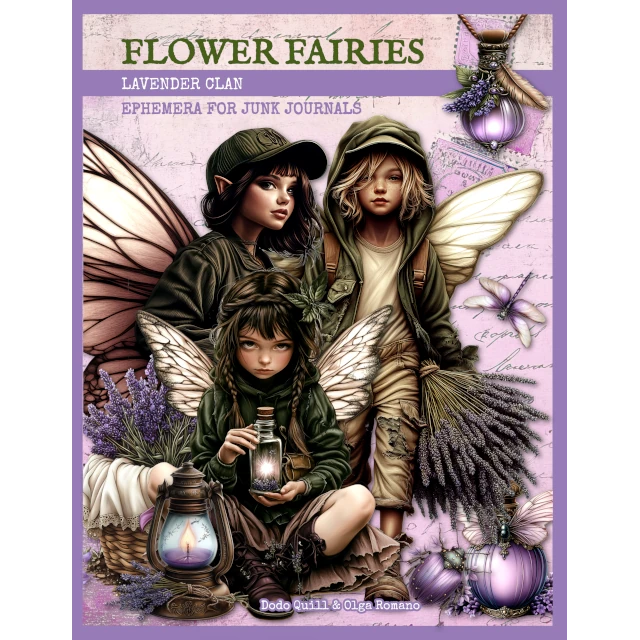 ジャンクジャーナル　Flower Fairies Purple Flower Fairies, Lavender Clan - Ephemera For Junk Journals
